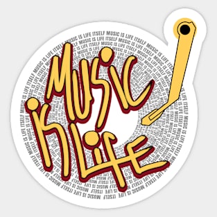 music is life gramophone themed design Sticker